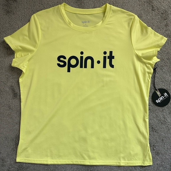 Spin it Pickleball Crew Neck Boxy Short Sleeve Shirt in Sunny Lime Size Medium - Picture 1 of 5